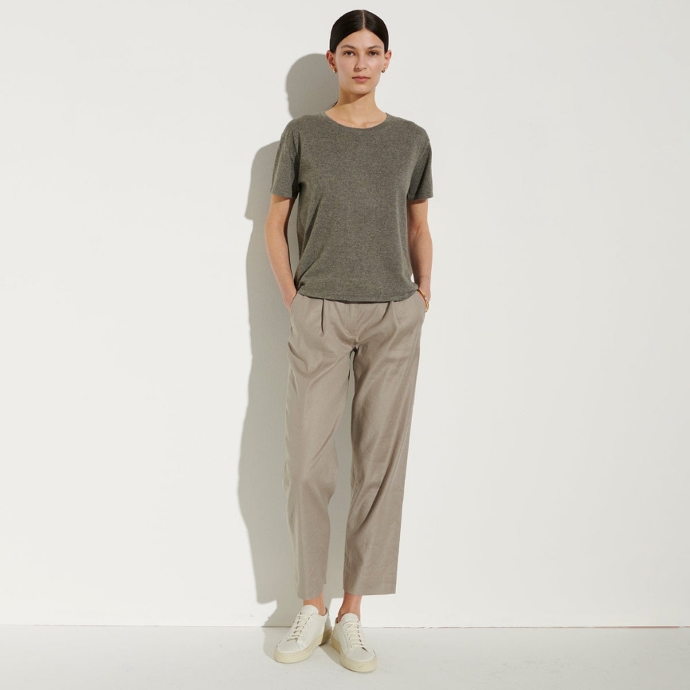 The Reset R Label Slouchy Crop Trouser in French Grey Pleated Ankle Pant Size L